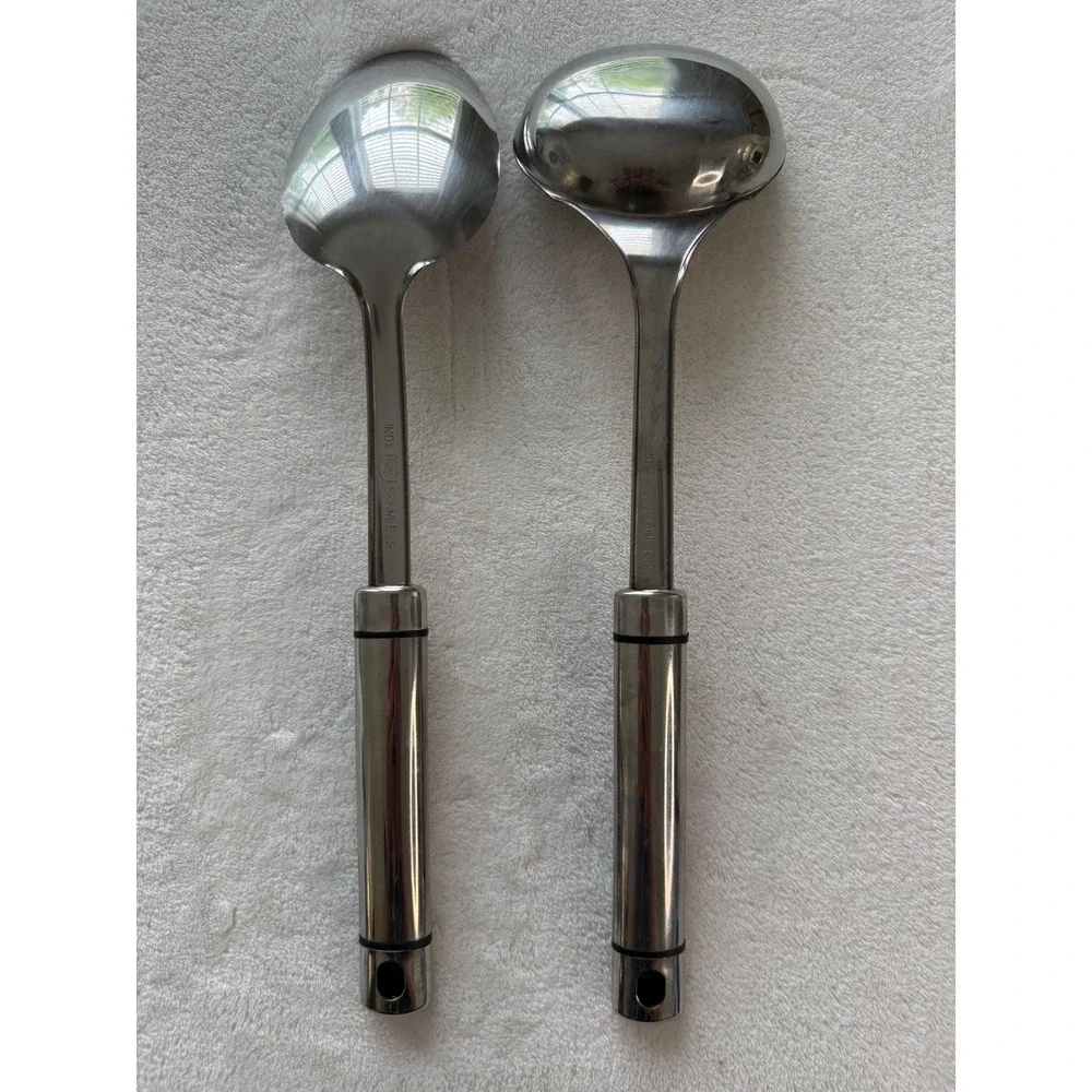 INOX Stainless Steel Serving Spoon Ladle Set Modern Kitchen Utensils EUC